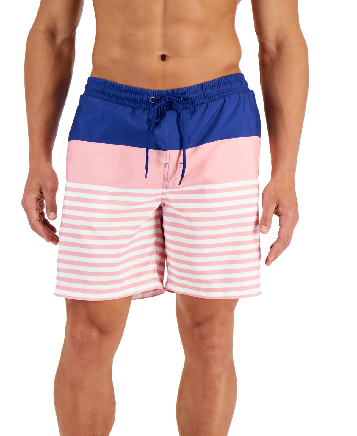 Calção de banho masculino Club Room Sporty Stripes 7, azul, tamanho grande