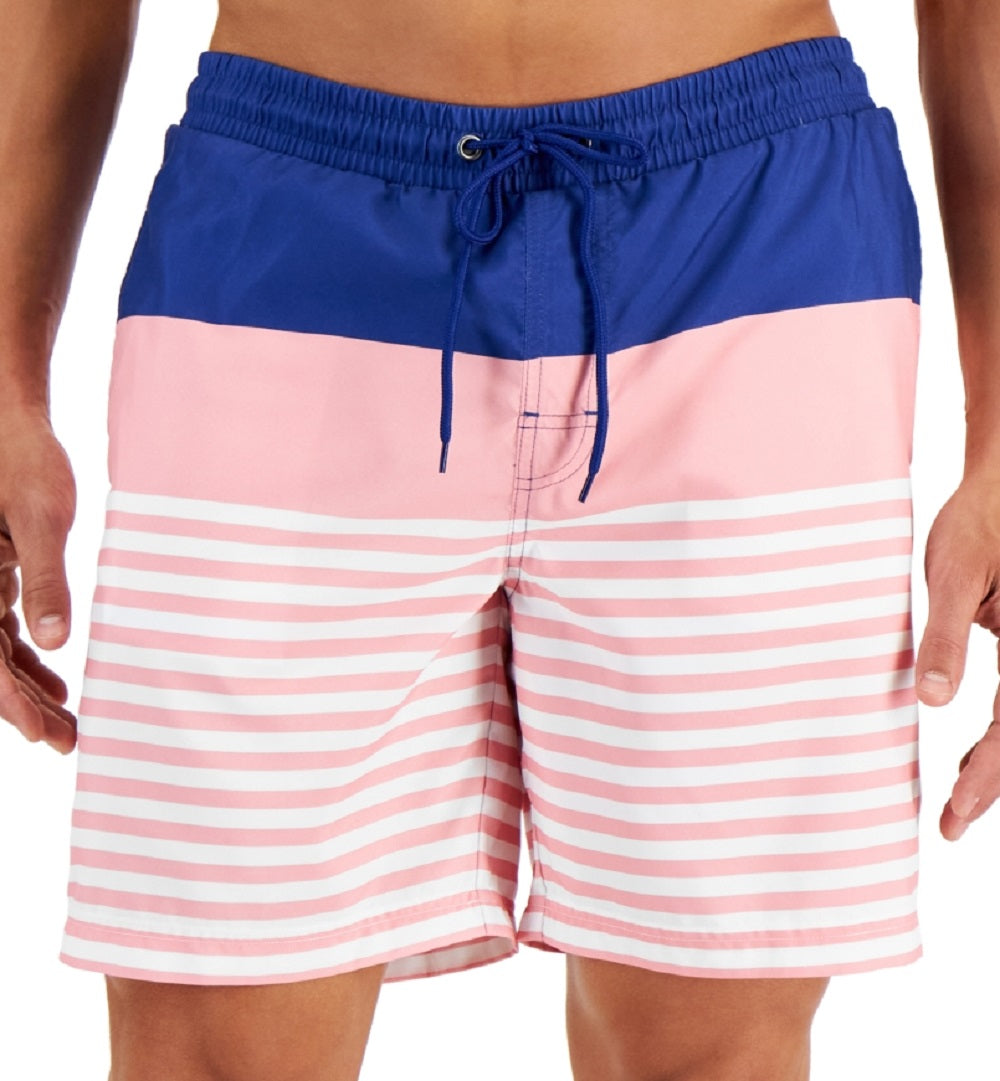 Calção de banho masculino Club Room Sporty Stripes 7, azul, tamanho XX-G