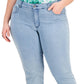 Calça jeans feminina reta estilo &amp; co, azul, tamanho 14