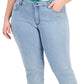 Calça jeans feminina reta estilo &amp; co, azul, tamanho 16