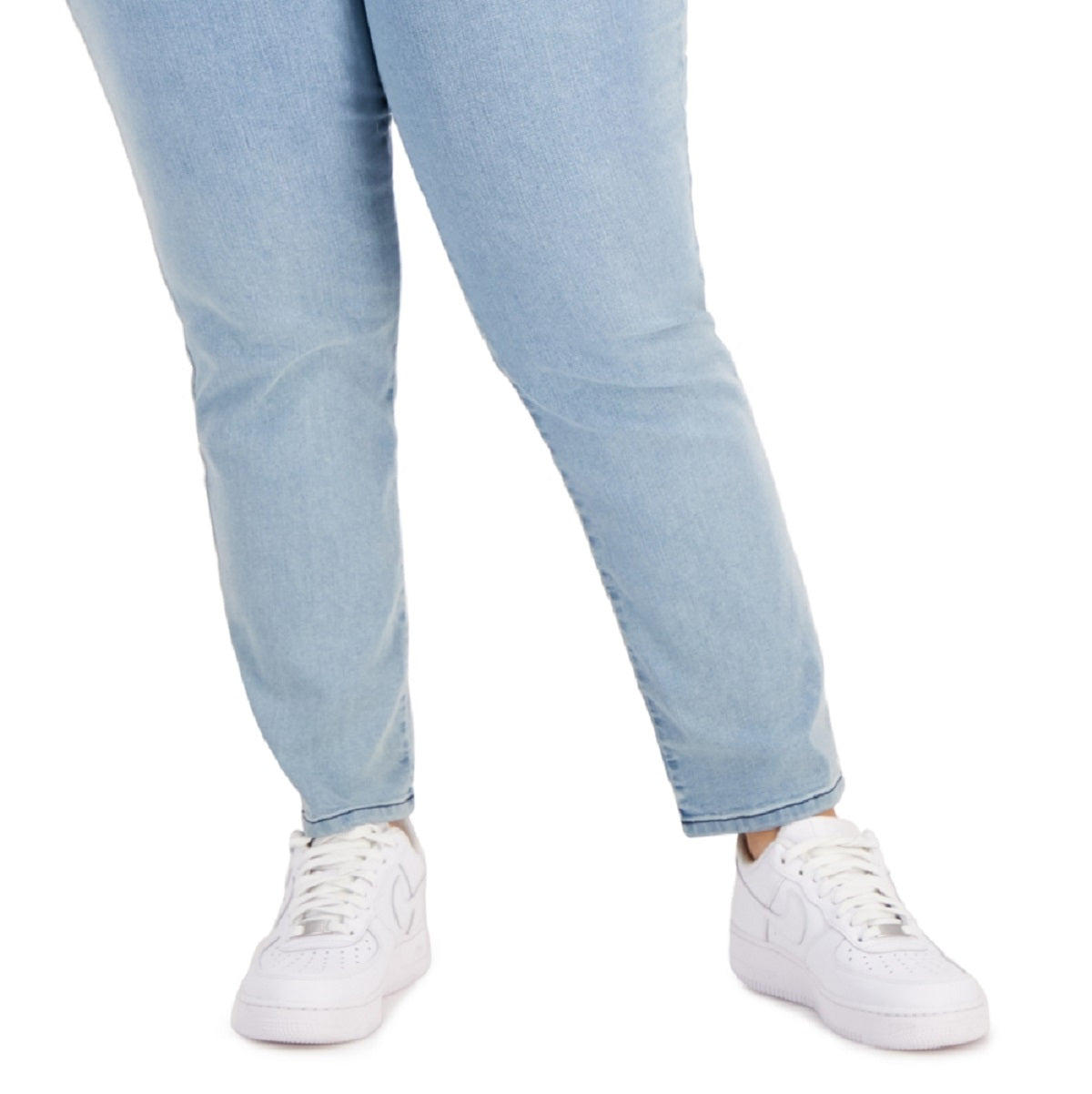 Calça jeans feminina reta estilo &amp; co, azul, tamanho 16