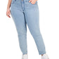 Calça jeans feminina reta estilo &amp; co, azul, tamanho 16