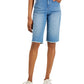 Bermuda feminina estilo &amp; co, cintura média, bainha crua, azul, tamanho 10, pequena