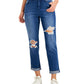 Calça jeans boyfriend desgastada feminina Style &amp; Co, azul, tamanho 12