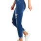 Calça jeans boyfriend desgastada feminina Style &amp; Co, azul, tamanho 12
