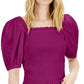 Blusa feminina INC International Concepts com manga bufante e franzida, roxa, tamanho pequeno