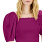 Blusa feminina INC International Concepts com manga bufante e franzida, roxa, tamanho pequeno