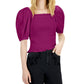 Blusa feminina INC International Concepts com manga bufante e franzida, roxa, tamanho pequeno
