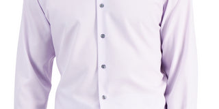 Camisa social masculina Alfani Slim Fit com estampa geométrica elástica em 4 direções, roxa, tamanho 34x35