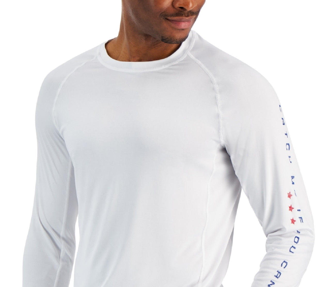 Rash Guard masculino com estampa de manga comprida Club Room, branco, tamanho médio