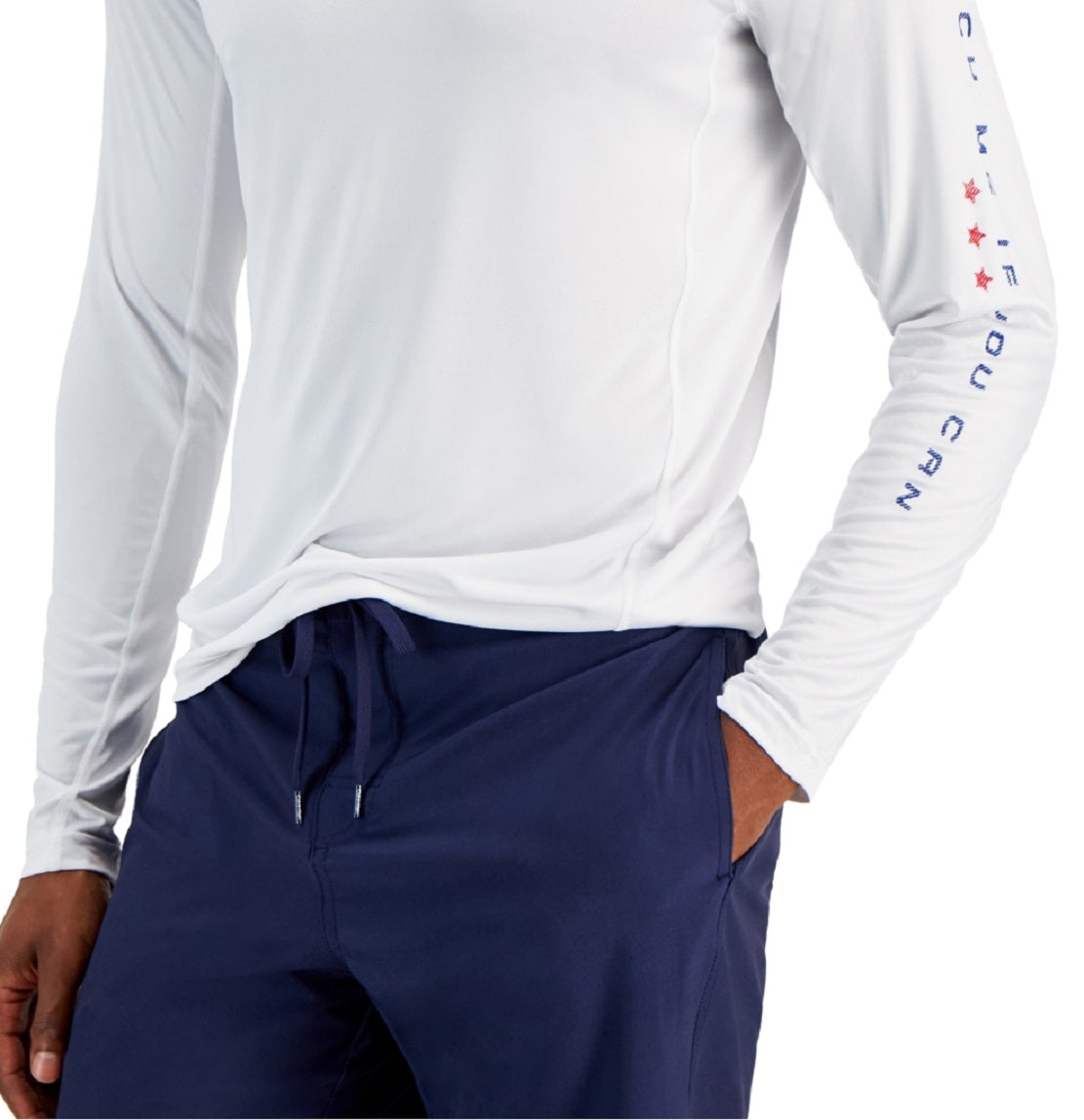Rash Guard masculino com estampa de manga comprida Club Room, branco, tamanho médio