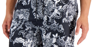 Calções de banho masculinos INC International Concepts Zebra 5, pretos, tamanho extragrande