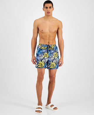 Calções de banho masculinos com 5 folhas de palmeira da INC International Concepts, azul, tamanho XX-G