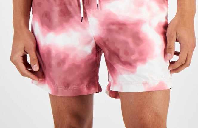 INC International Concepts Calção de banho masculino Andro Abstract 5 rosa tamanho pequeno