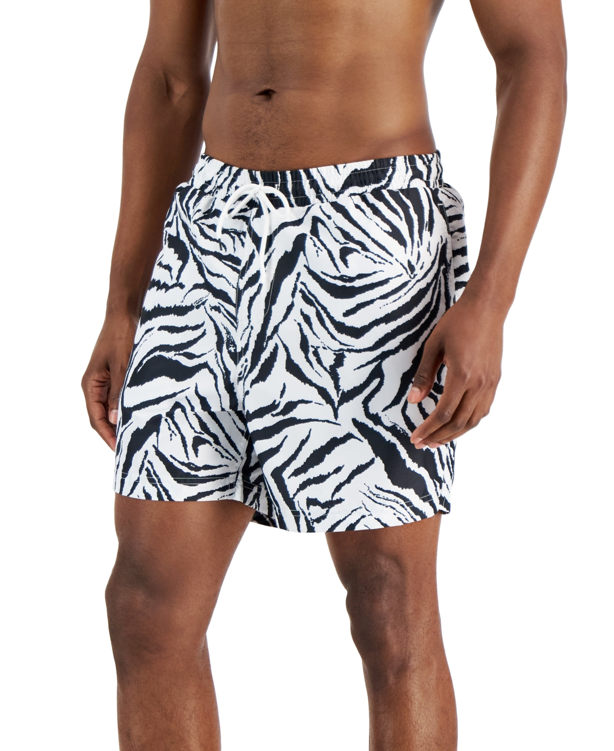 INC International Concepts Masculino Tiger Stripe 5 Board Shorts Preto Tamanho XX-G