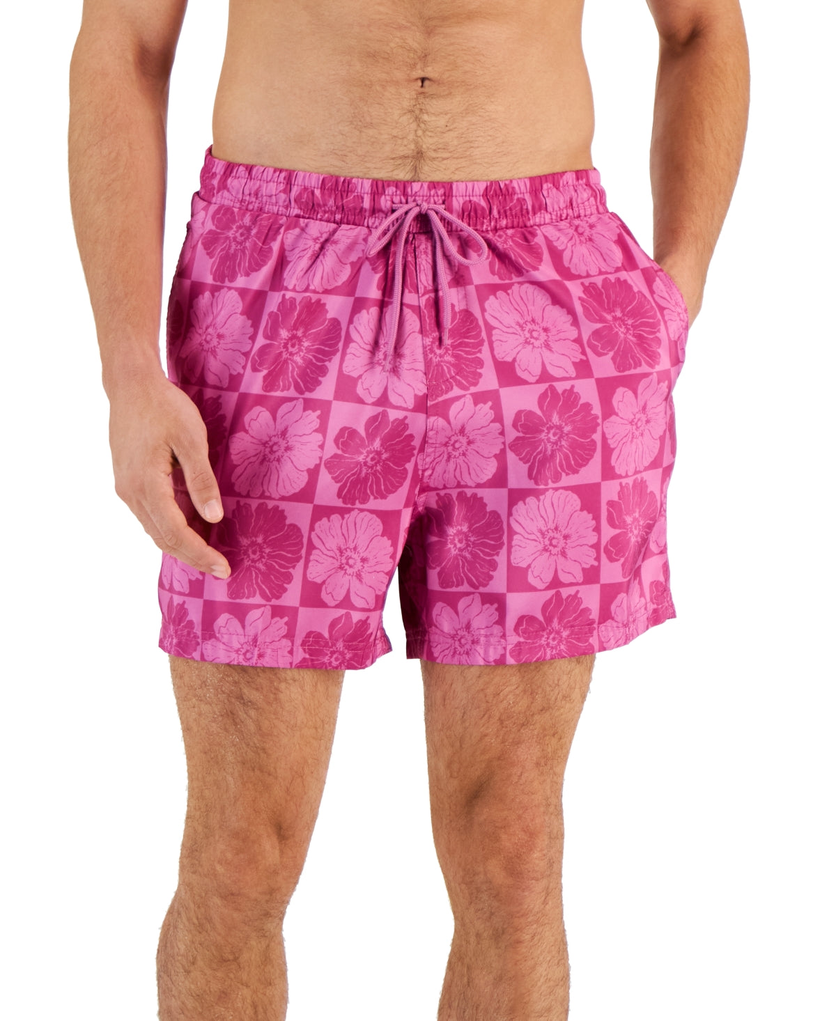 INC International Concepts Blooms 5 Board Shorts Masculino Rosa Tamanho Grande