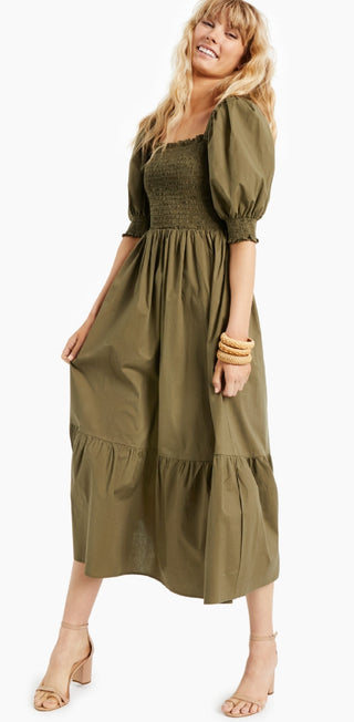 Vestido feminino com babados e babados INC International Concepts, verde, tamanho pequeno e pequeno