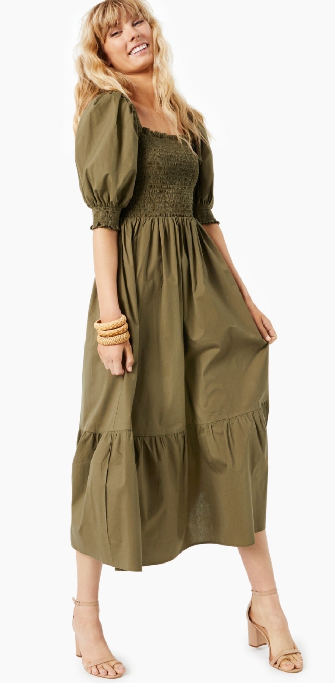 Vestido feminino com babados e babados INC International Concepts, verde, tamanho pequeno e pequeno