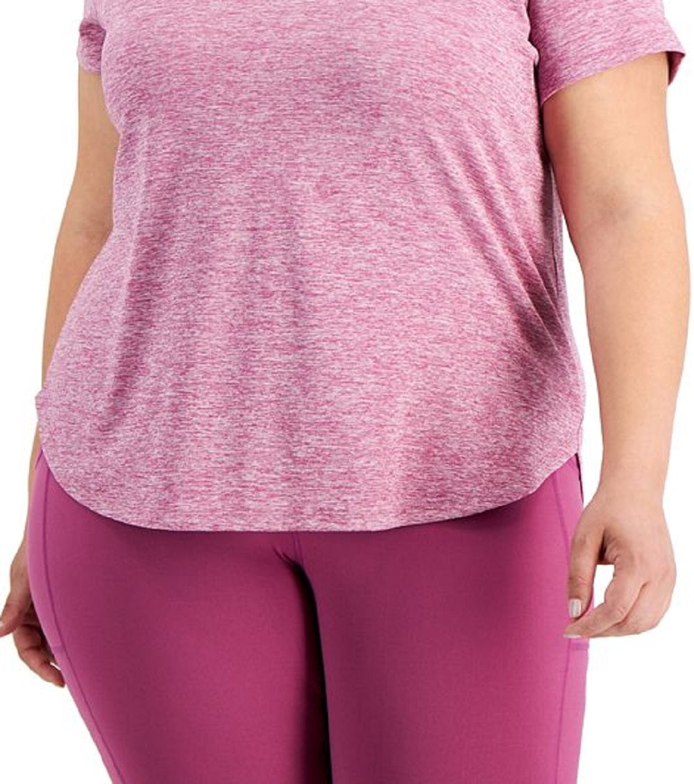 Camiseta feminina ID Ideology com gola redonda, roxa, tamanho 2X