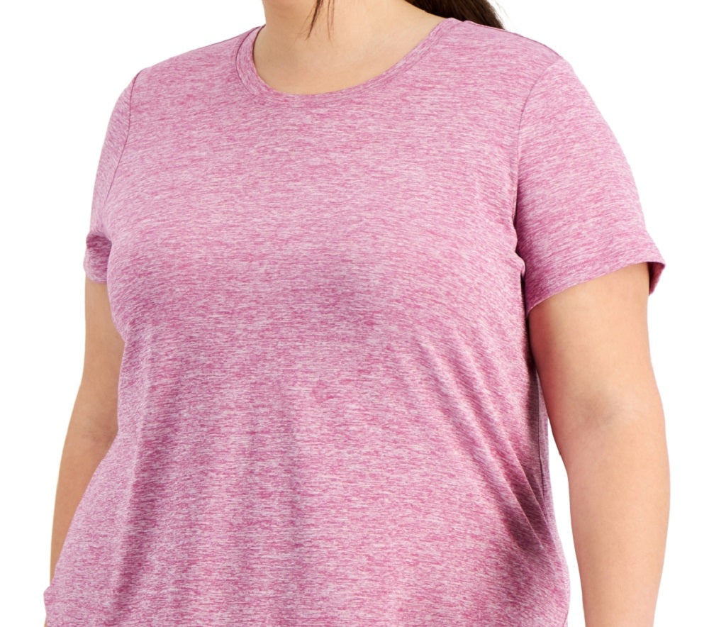 Camiseta feminina ID Ideology Plus com gola redonda, roxa, tamanho 3X