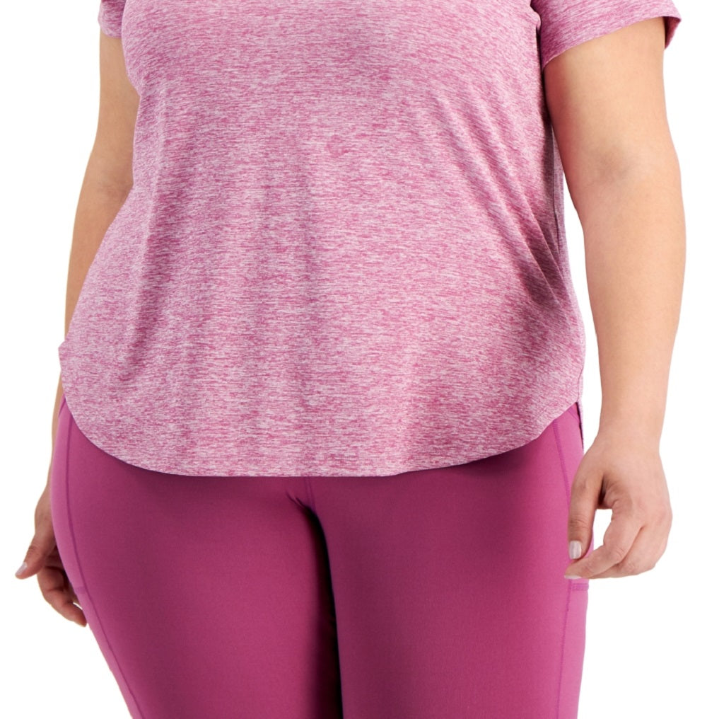 Camiseta feminina ID Ideology Plus com gola redonda, roxa, tamanho 3X