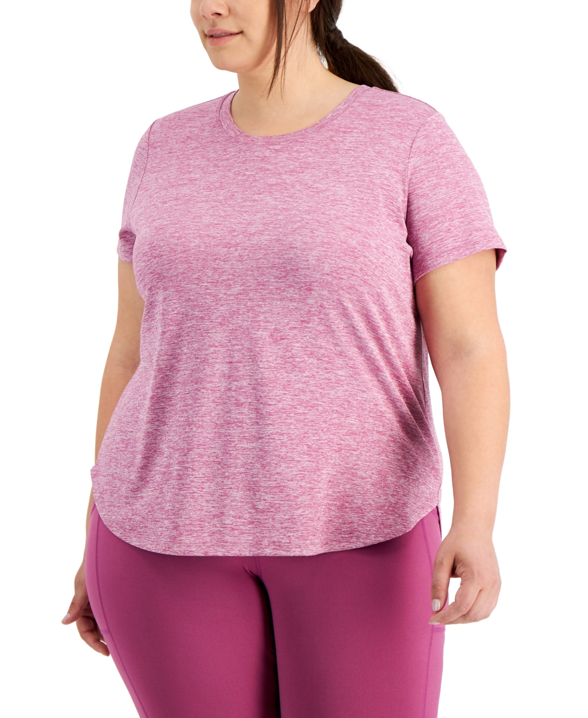 Camiseta feminina ID Ideology Plus com gola redonda, roxa, tamanho 3X