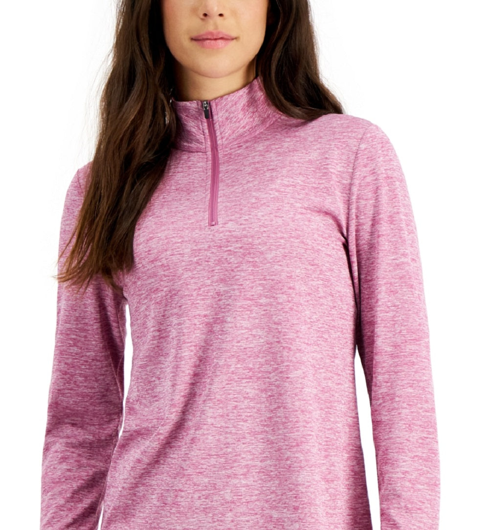 ID Ideology Essentials Top 1/4 com zíper feminino roxo tamanho pequeno