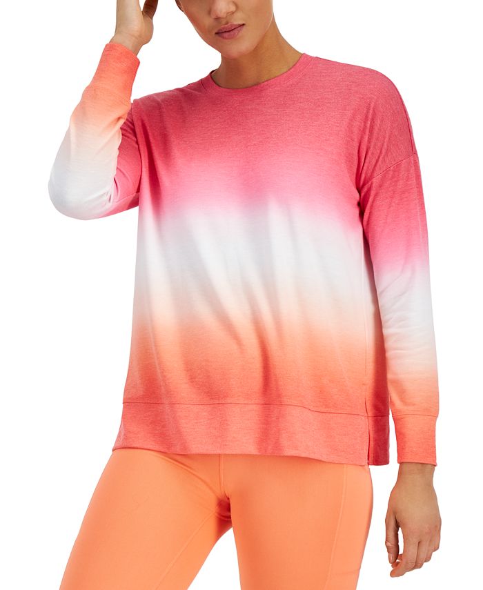 ID Ideology Top feminino com gola redonda e estampa dip dye laranja tamanho grande