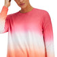 ID Ideology Top feminino com gola redonda e estampa dip dye laranja tamanho grande