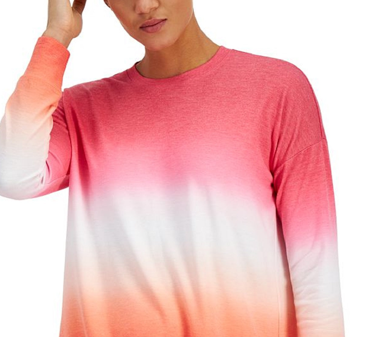 ID Ideology Top feminino com gola redonda e estampa dip dye laranja tamanho grande