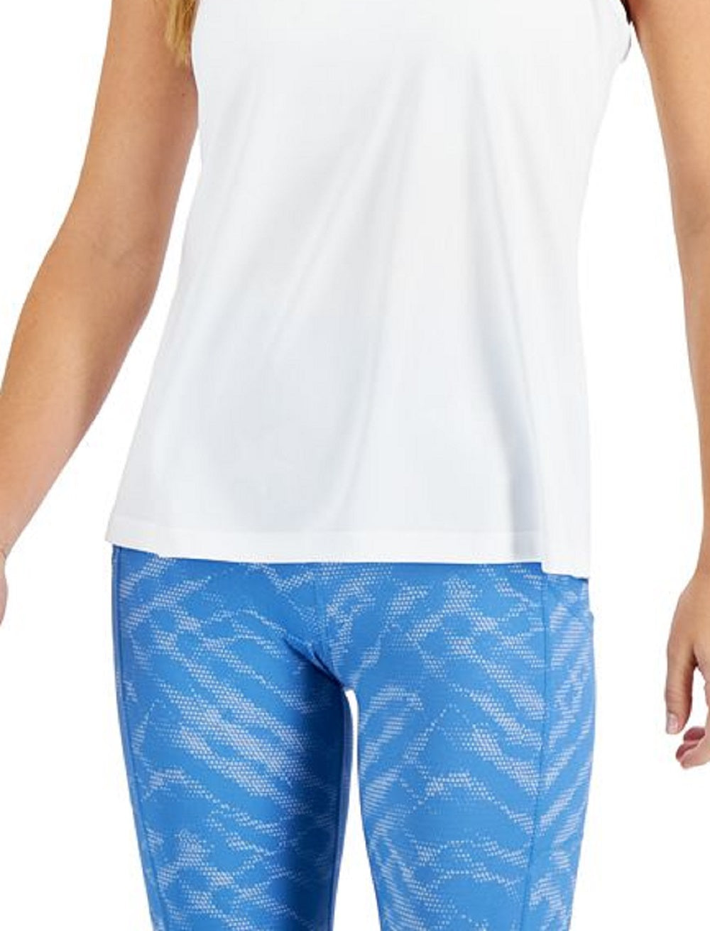 ID Ideology Regata feminina com estampa de estrela e costas nadador, branca, tamanho pequeno