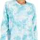 ID Ideology Blusa feminina com decote redondo e fenda tingida, azul, tamanho grande
