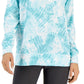 ID Ideology Blusa feminina com decote redondo e fenda tingida, azul, tamanho grande