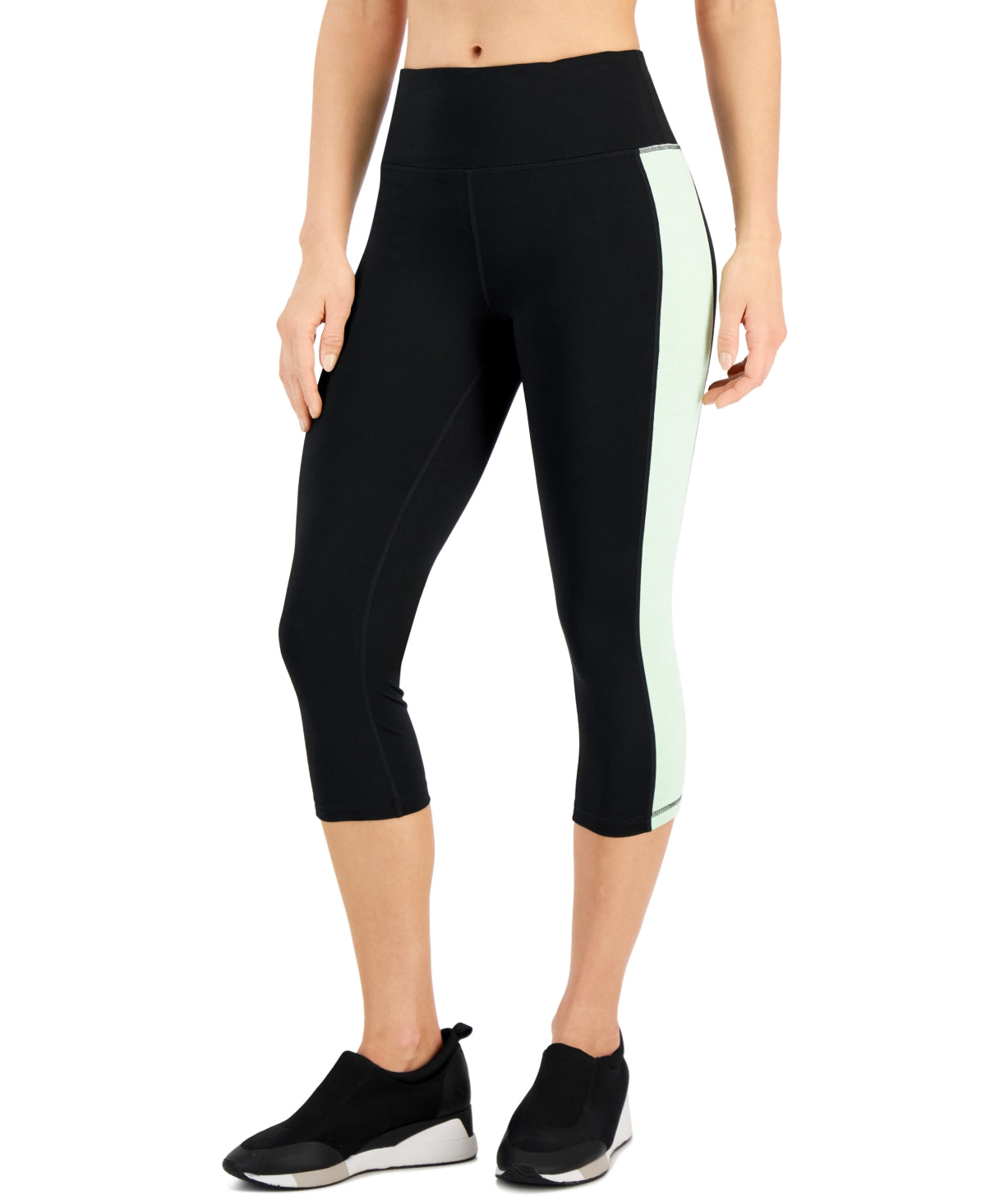 ID Ideology Leggings Cropped Colorblocked Femininas, Pretas, Tamanho P