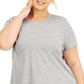 Camiseta feminina ID Ideology com gola redonda, cinza, tamanho 2X