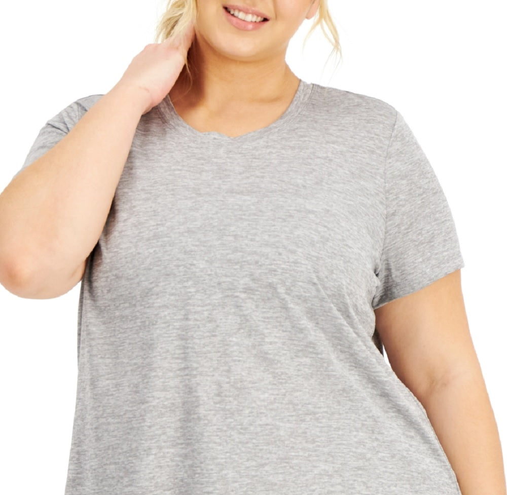 Camiseta feminina ID Ideology com gola redonda, cinza, tamanho 2X