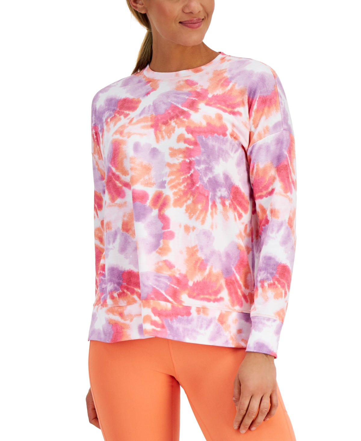 Blusa feminina ID Ideology Reef com estampa de gola redonda, laranja, tamanho pequeno