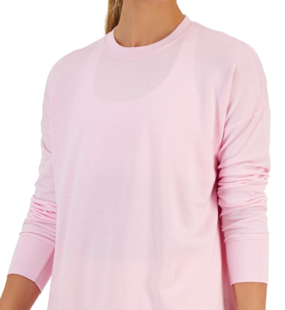 ID Ideology Top feminino ativo sólido com gola redonda rosa tamanho XX-G