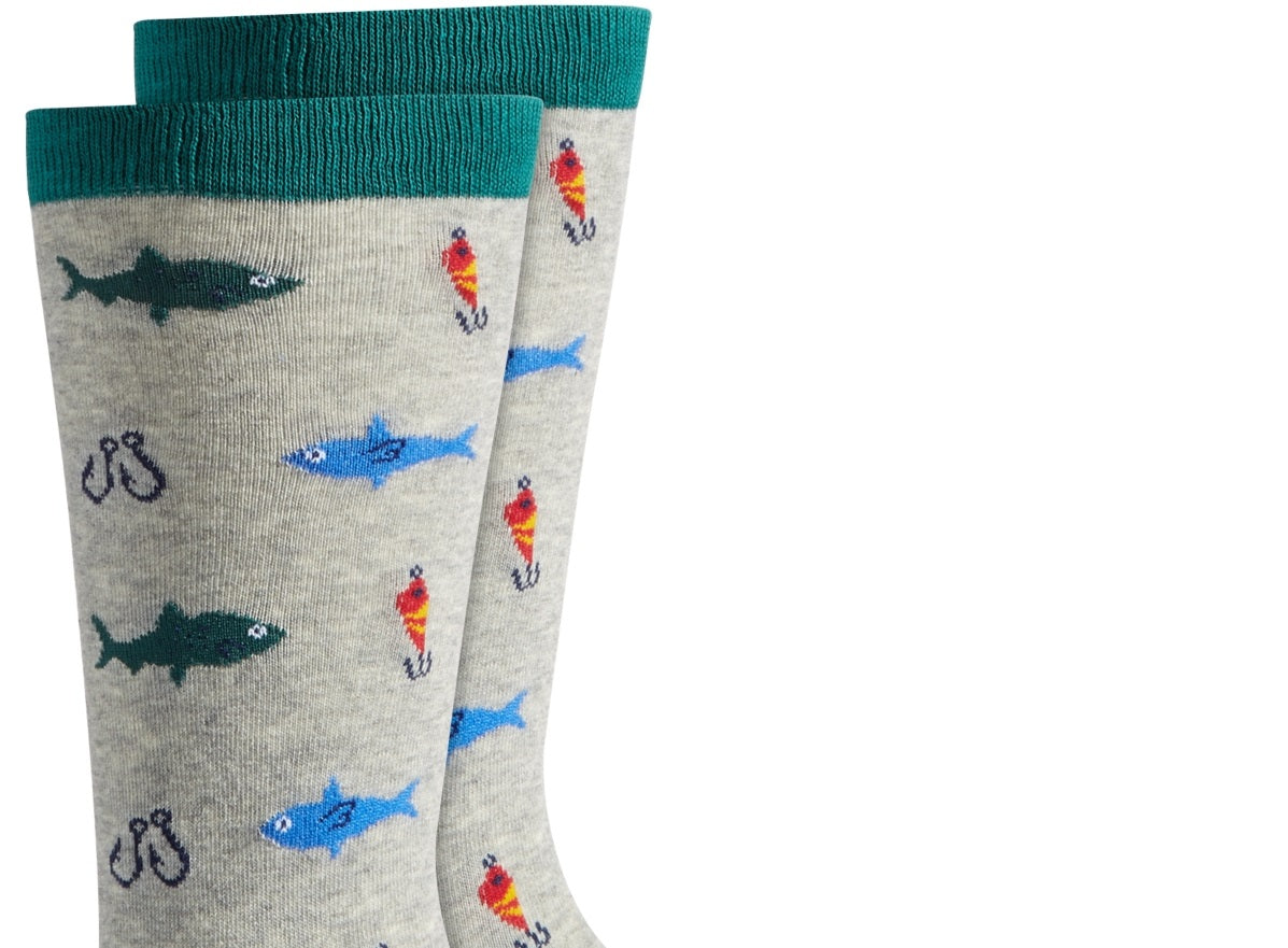 Meias de pesca masculinas Club Room cinza tamanho regular