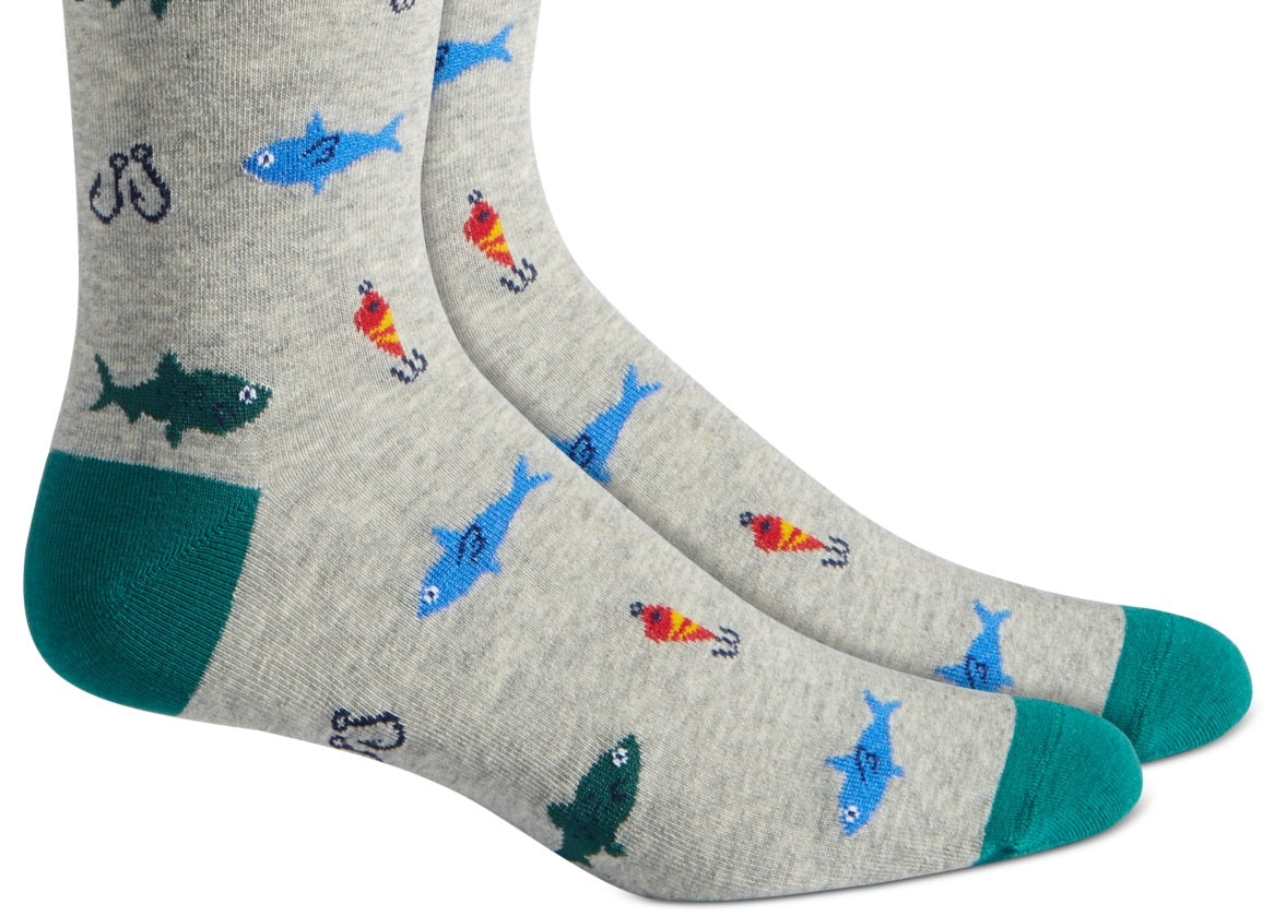 Meias de pesca masculinas Club Room cinza tamanho regular