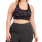 Sutiã esportivo feminino ID Ideology com estampa camuflada de impacto médio, preto, tamanho 1X