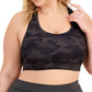 Sutiã esportivo feminino ID Ideology com estampa camuflada de impacto médio, preto, tamanho 1X