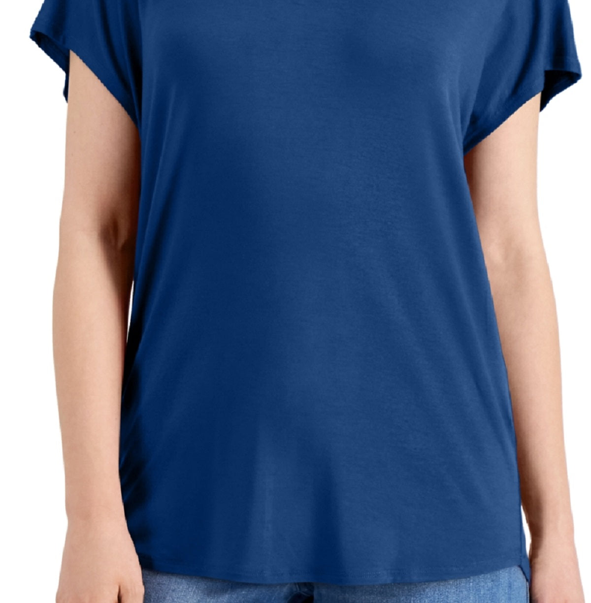 Camiseta feminina com decote em V da INC International Concepts, azul, tamanho pequeno