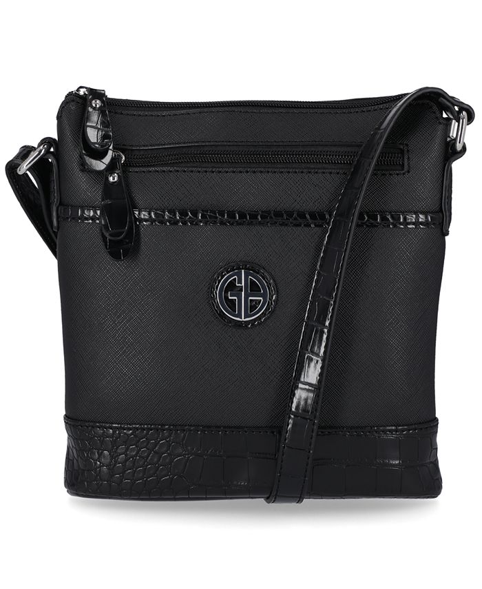 Bolsa transversal feminina Giani Bernini Saffiano North South, preta, tamanho regular