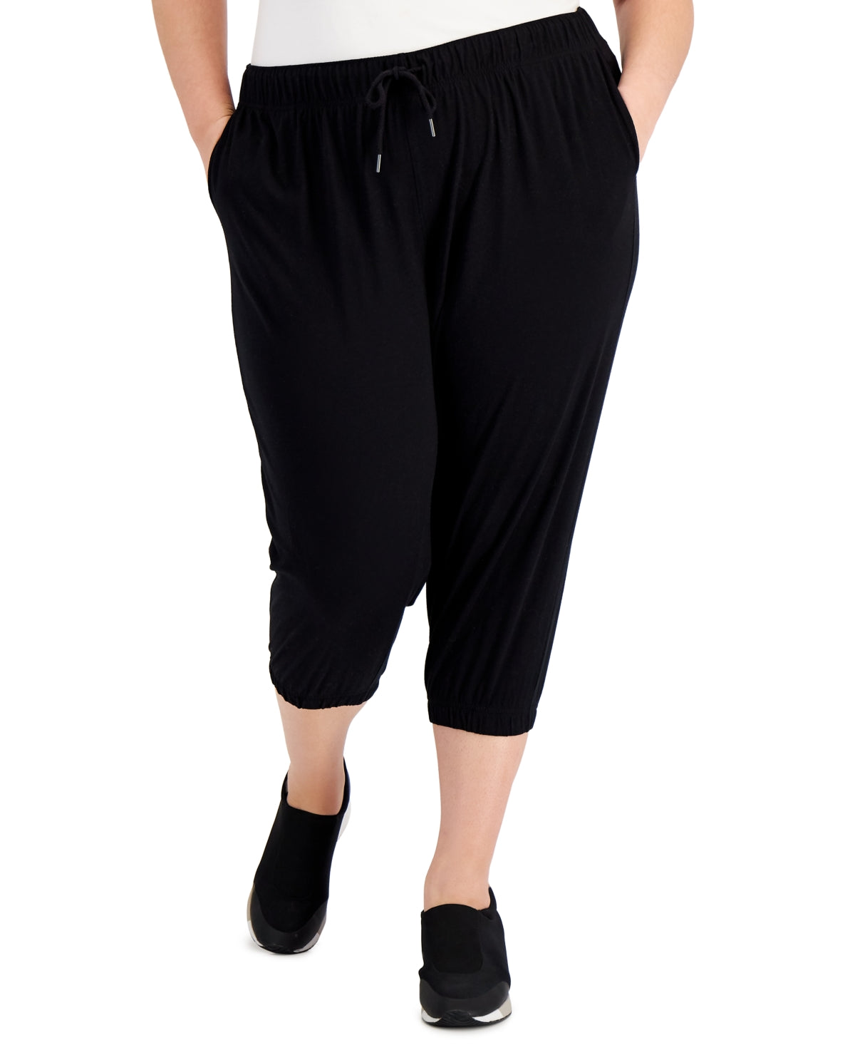 Calça jogger cropped feminina ID Ideology preta tamanho 3X