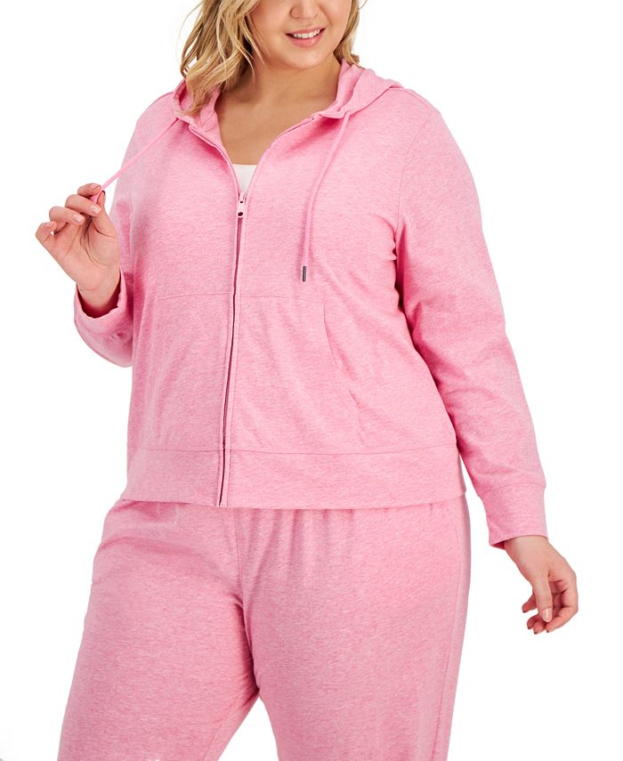 Jaqueta feminina com capuz e zíper ID Ideology, rosa, tamanho 3X