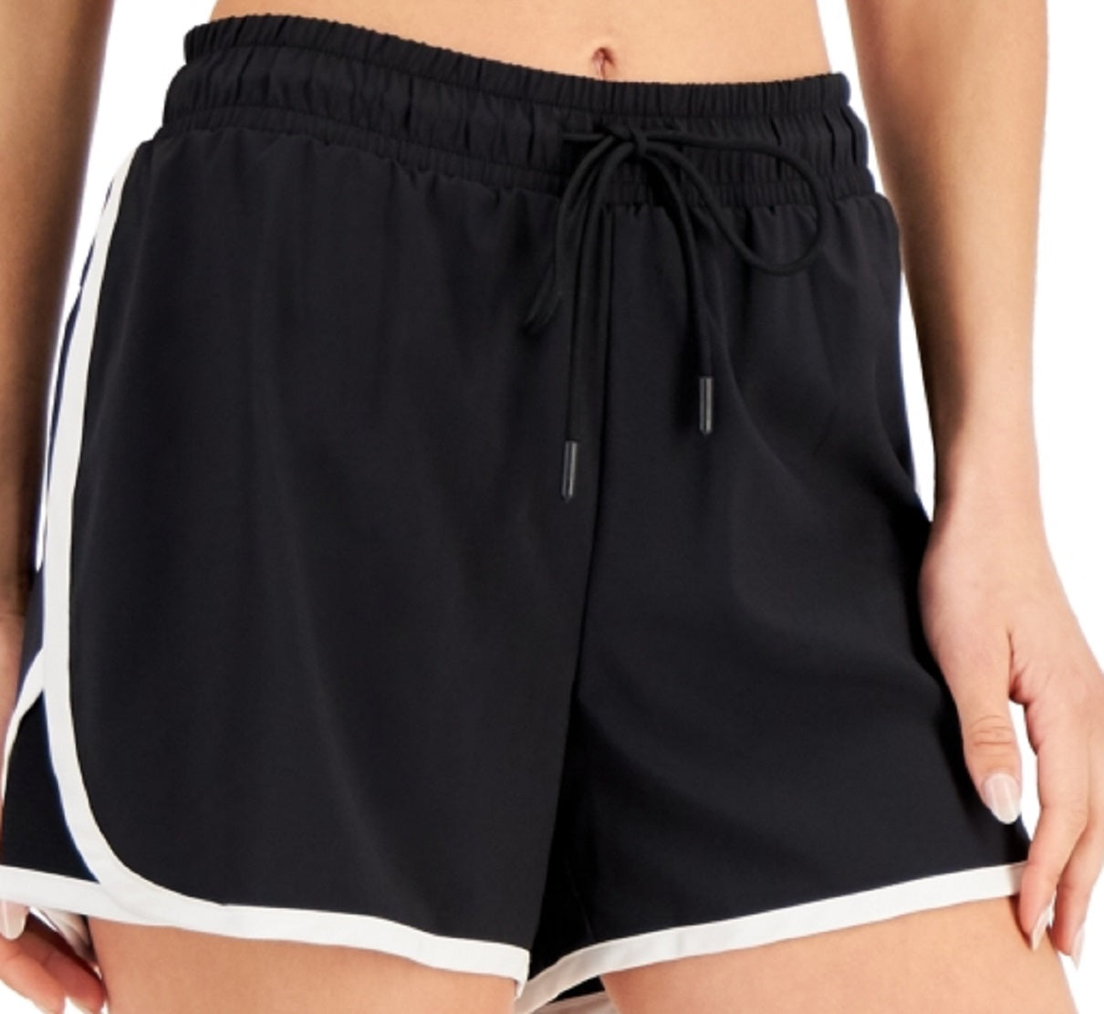 ID Ideology Shorts de corrida feminino com cordão, preto, tamanho pequeno