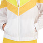 ID Ideology Jaqueta corta-vento feminina listrada Chevron, amarela, tamanho XX-G