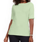 Blusa feminina Karen Scott de algodão com decote canoa, verde, tamanho extragrande