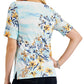 Karen Scott Blusa Feminina Ocean Breeze Estampa Floral Manga Cotovelo Azul Tamanho P
